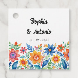 Etiquetas Para Recuerdos Colorido Boda de Fiesta Floral Mexicana