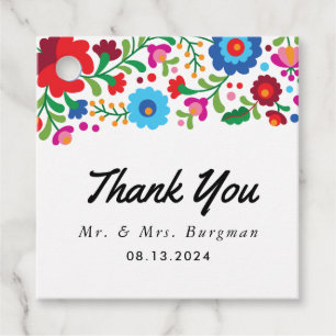 Etiquetas Para Recuerdos Colorido bordado mexicano gracias Boda