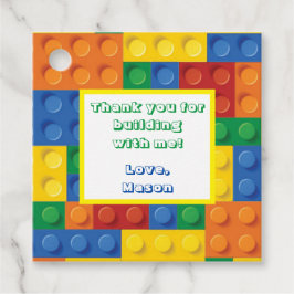 Etiquetas Para Recuerdos Coloridos ladrillos construyen bloques fiesta de c