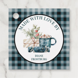 Etiquetas Para Recuerdos Comida Verde azulada de Navidades azules hecha con