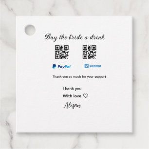 Etiquetas Para Recuerdos Comprar a la novia una donación de bebida QR Venmo