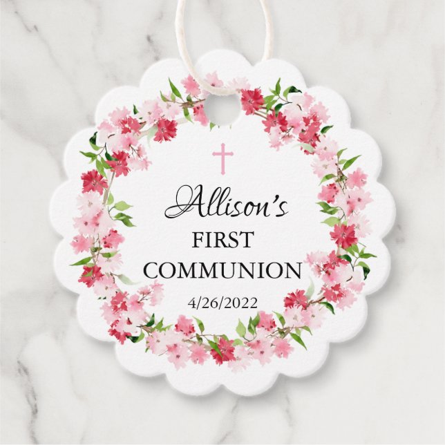 Etiquetas Para Recuerdos Comunión floral de florales en flor de flor de pri (Anverso)