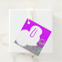 Etiquetas Para Recuerdos Conejito de Pascua con flores pastel brillante