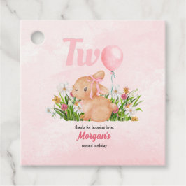 Etiquetas Para Recuerdos Conejito lindo cumple 2 años de dos Chicas rosados