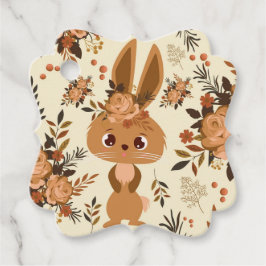 Etiquetas Para Recuerdos Conejo de Pascua Floral Marrón Chocolate