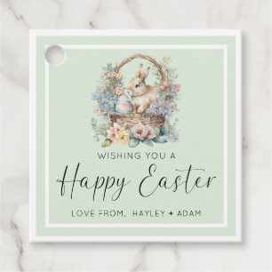 Etiquetas Para Recuerdos Conejo Mint Green Happy Easter