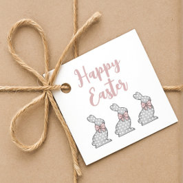 Etiquetas Para Recuerdos Conejo rosa lindo Feliz Pascua