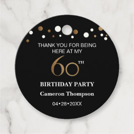 Etiquetas Para Recuerdos Confeti blanco de oro negro 60 cumpleaños