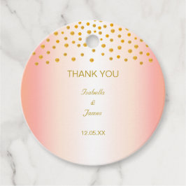 Etiquetas Para Recuerdos Confeti de Oro sobre Rosa Oro