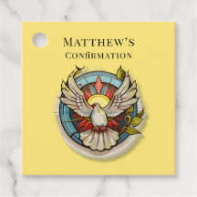 Confirmación católica de paloma blanca amarilla