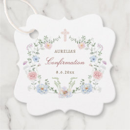 Etiquetas Para Recuerdos Confirmación de marco floral elegante