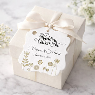 Etiquetas Para Recuerdos Conjunto Clásico de Boda Floral Dorado Elegante Ma