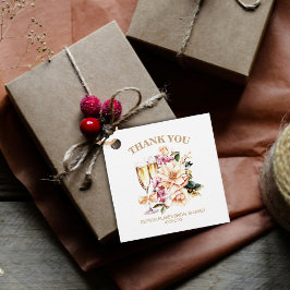 Etiquetas Para Recuerdos Copa de champán melocotón floral gracias