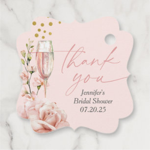 Etiquetas Para Recuerdos copa de champán rosa brunch moderno de novia