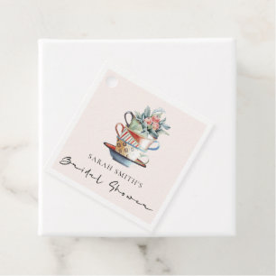 Etiquetas Para Recuerdos Copas apiladas Blush Floral Té de Boda