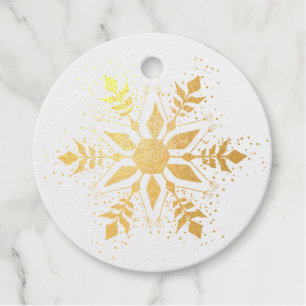 Etiquetas Para Recuerdos Copo de Nieve Elegante y Puntos de Confeti con Hoj