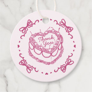 Etiquetas Para Recuerdos Coquette Cherry Cake Pink Retro Heart Coquette