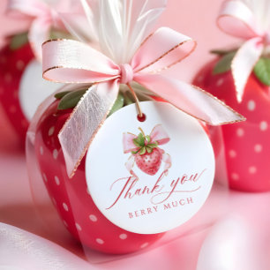 Etiquetas Para Recuerdos Coquette Pink Bow Berry Baby Shower