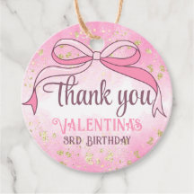 Coquette Pink Bow Gold Purpurina Script Gracias