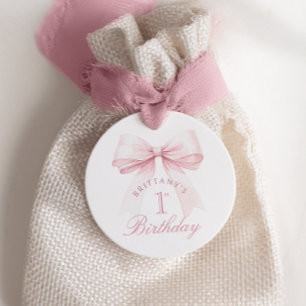 Etiquetas Para Recuerdos Coquette Pink Bow Primer Cumpleaños