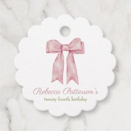 Etiquetas Para Recuerdos Coquette Pink Watercolor Bow Feminine Bday Fiesta