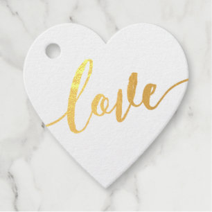 Etiquetas Para Recuerdos Corazón de amor de caligrafía FOIL REAL para cualq