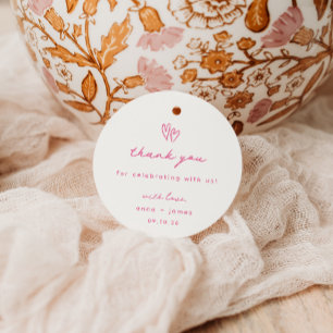 Etiquetas Para Recuerdos Corazón de boda caprichoso con garabatos rosas
