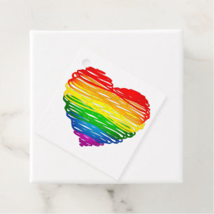 Etiquetas Para Recuerdos Corazón de colores de arcoíris de SlipperyJoe gara