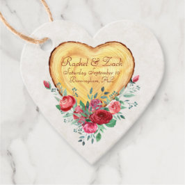 Etiquetas Para Recuerdos Corazón de madera y rosas País Amor