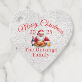 Etiquetas Para Recuerdos Corazón de Navidad de Papá Noel personalizable