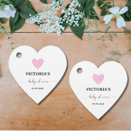 Etiquetas Para Recuerdos Corazón Fiesta de Baby Shower de corazón rosado