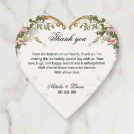 Etiquetas Para Recuerdos Corazón Floral Agradecimiento de Boda