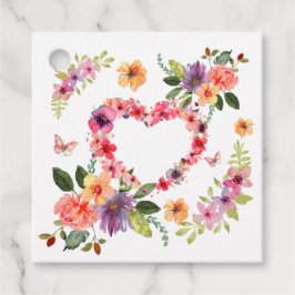 Etiquetas Para Recuerdos Corazón floral y flores