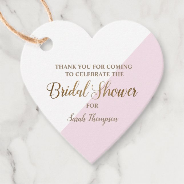 Etiquetas Para Recuerdos Corazón Moderno Regalo Personalizado Rosa Dorado D (Anverso)