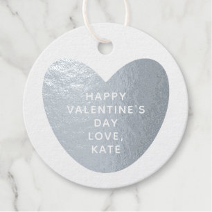 Etiquetas Para Recuerdos Corazón plateado elegante y lindo personalizado dí