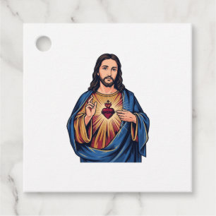 Etiquetas Para Recuerdos Corazón Sagrado Grabado Antiguo Vector Religioso D