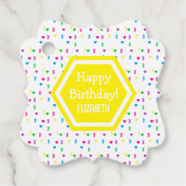 Etiquetas Para Recuerdos Corazones arcoiris Tercer cumpleaños