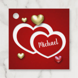 Etiquetas Para Recuerdos Corazones El día de San Valentín de oro rojo moder