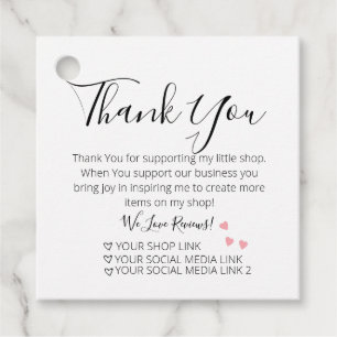 Etiquetas Para Recuerdos Corazones rosados Pequeñas Empresas Gracias