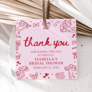 Etiquetas Para Recuerdos Corazones Rosados Rojos Dibujados a Mano Bridal Sh