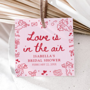 Etiquetas Para Recuerdos Corazones Rosados Rojos Dibujados a Mano Bridal Sh