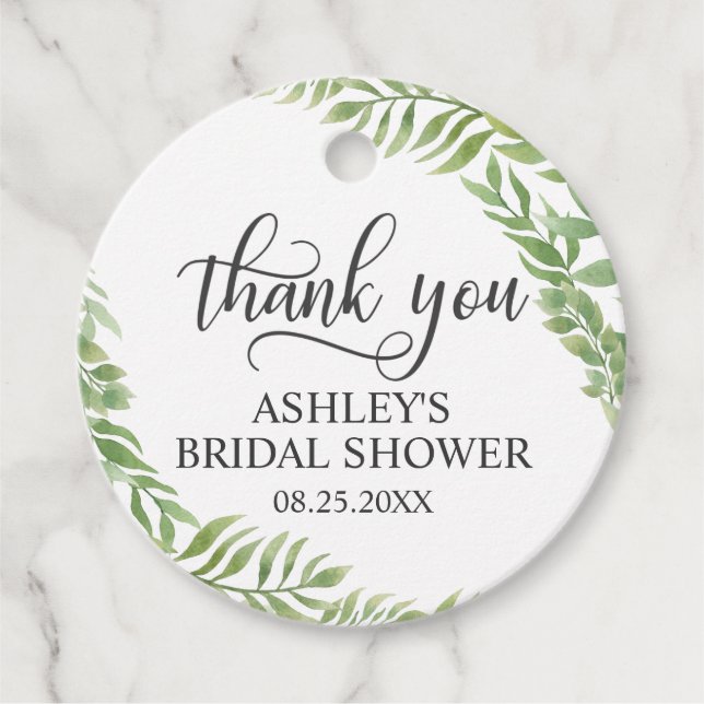 Etiquetas Para Recuerdos Corona botánica de hojas Regalo de agradecimiento  (Anverso)