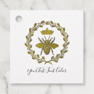 Etiquetas Para Recuerdos Corona de abejas de oro y corona de flores