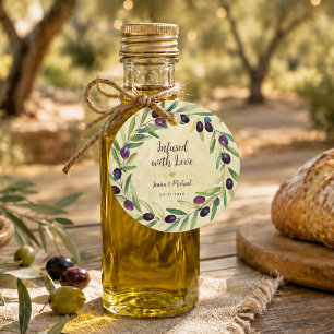 Etiquetas Para Recuerdos Corona de Aceite de Oliva Infundida con Amor Boda