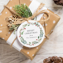 Corona de bayas de invierno de Navidad con nombre