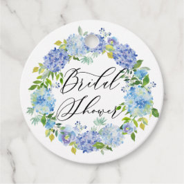 Etiquetas Para Recuerdos Corona de flores de Hortensia Azul para Baby Showe