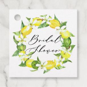 Etiquetas Para Recuerdos Corona de flores de limón acuarela para despedida