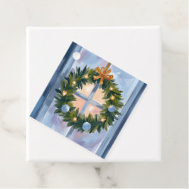 Etiquetas Para Recuerdos Corona de Navidad aguarela navideña
