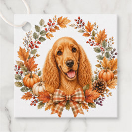 Etiquetas Para Recuerdos Corona de otoño de Cocker Spaniel