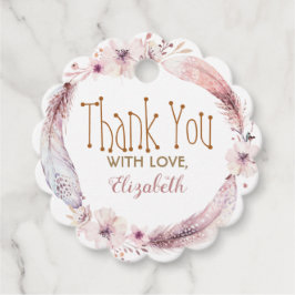 Etiquetas Para Recuerdos Corona de plumas y flores